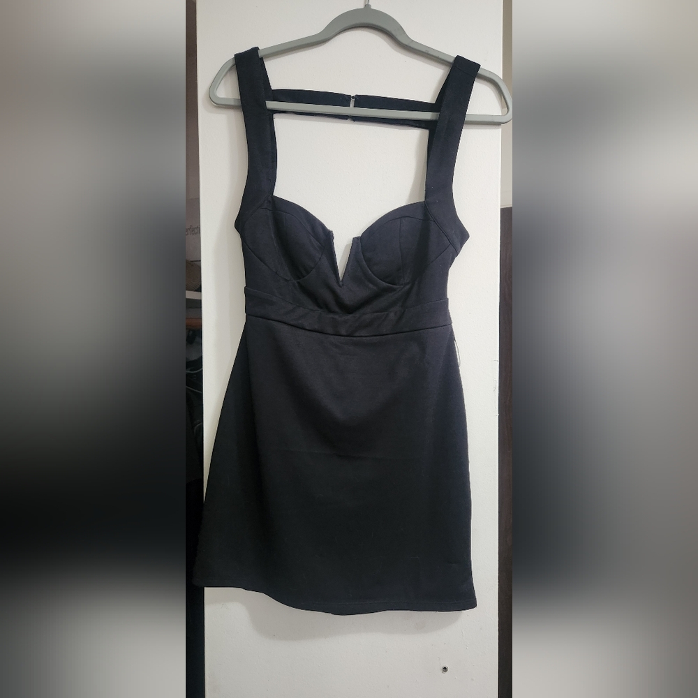 Blue Blush Strapless Black Dress